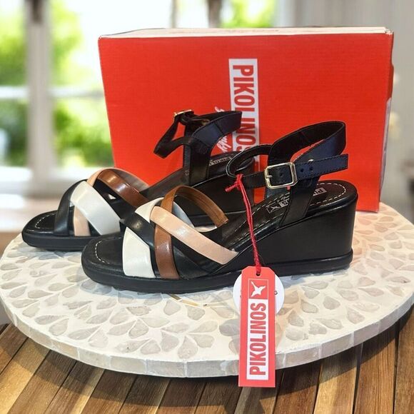 Pikolinos $180 Teulada Wedge Sandals | Multicolor Leather Straps | Size EU 36 Ne - Picture 5 of 13